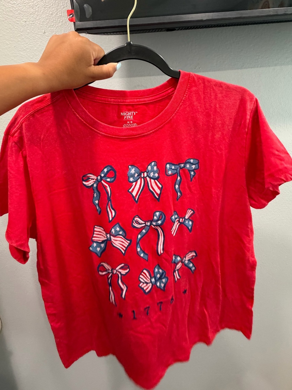 Mighty Fine Red Girls' Patriotic Bow Graphic Tee